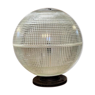 Boule Holophane breveté en verre prismatique 1950