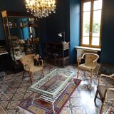 50s coffee table in beaten iron and 135 x 75 cm glass