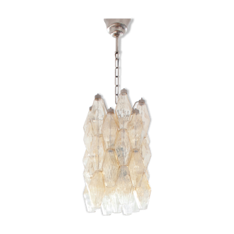 "Poliedri" chandelier by Carlo Scarpa for Venini (Murano), Italy, circa 1950.