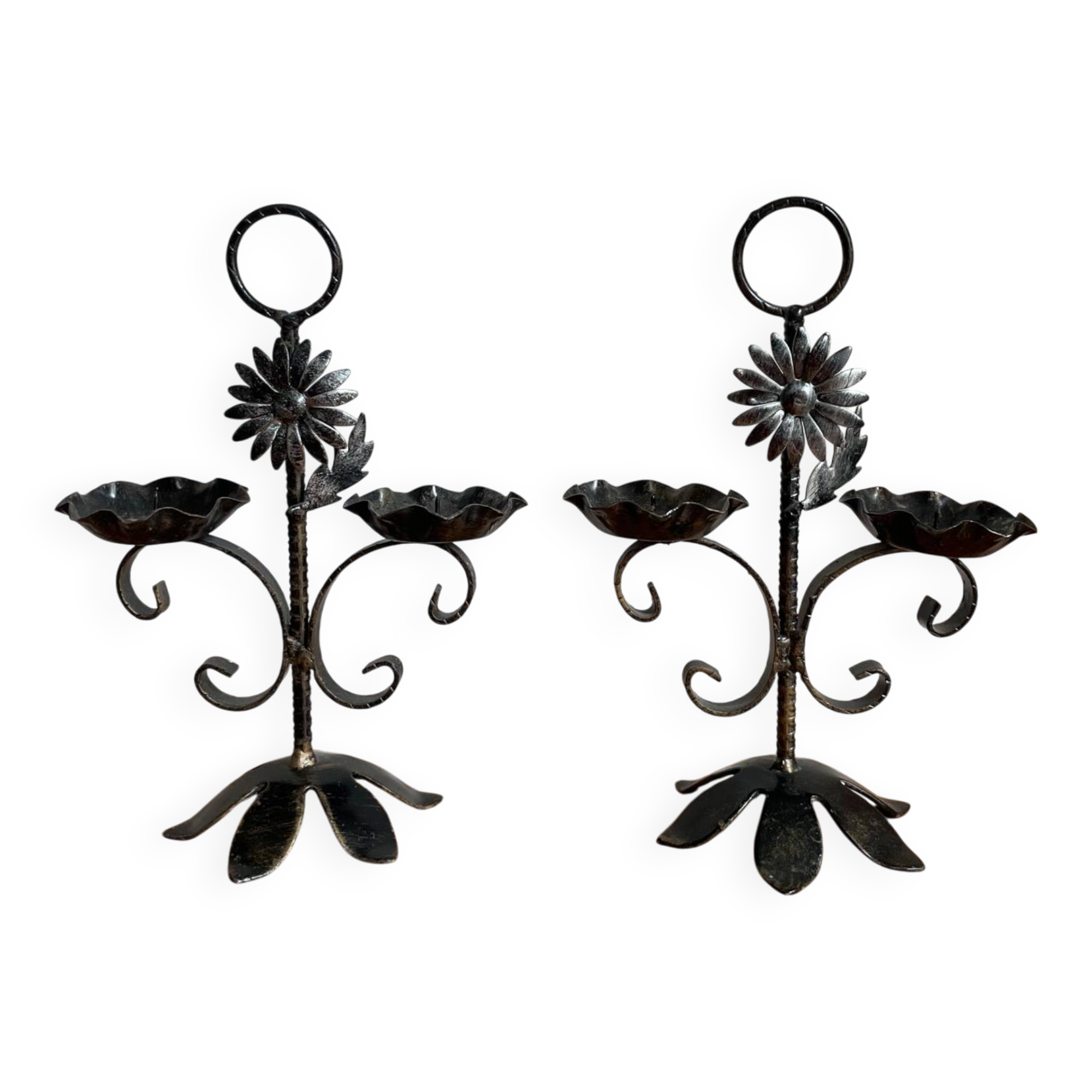 Brutalist Folk Art Candle Holders