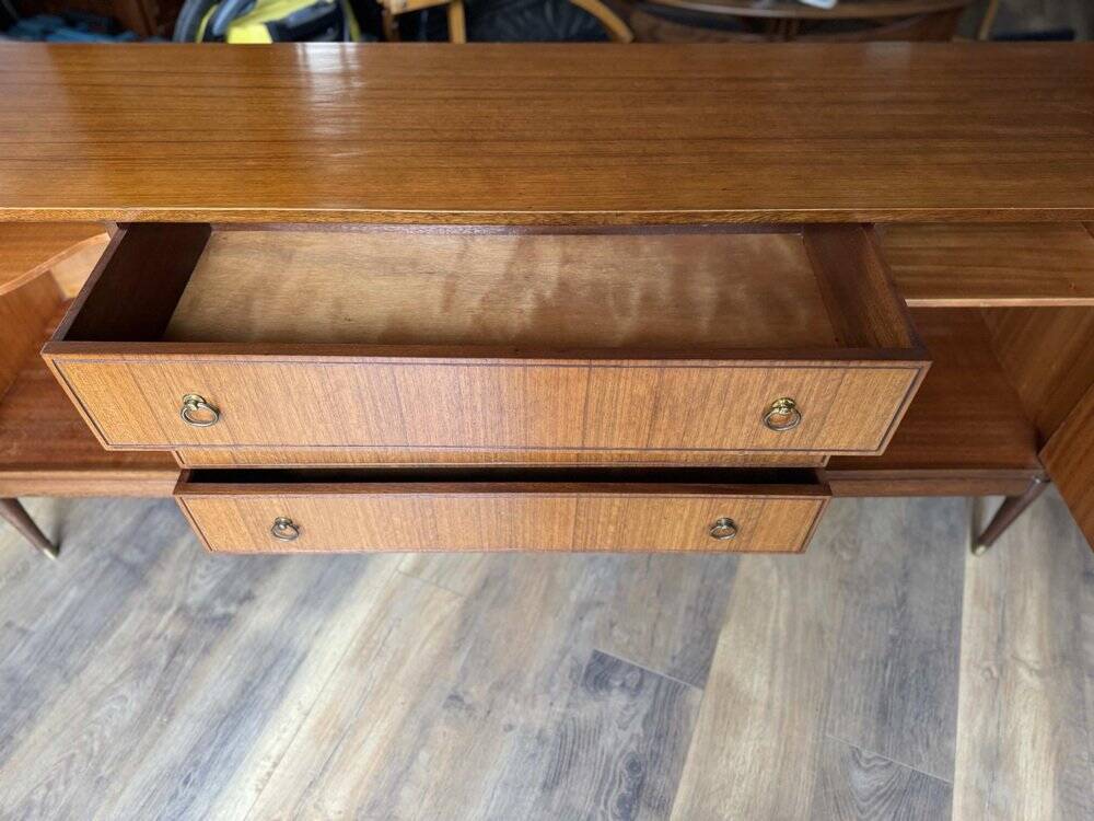 Vintage teak veneer enfilade in brown by Greaves & Thomas, 1960s, mid-century style.