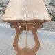 Lyre leg table in natural wood, one drawer, vintage