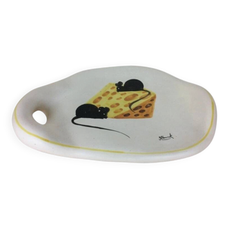 Cheese platter signed Fonck Vallauris, 1960s ceramic