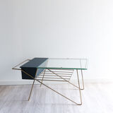 Glass and metal coffee table