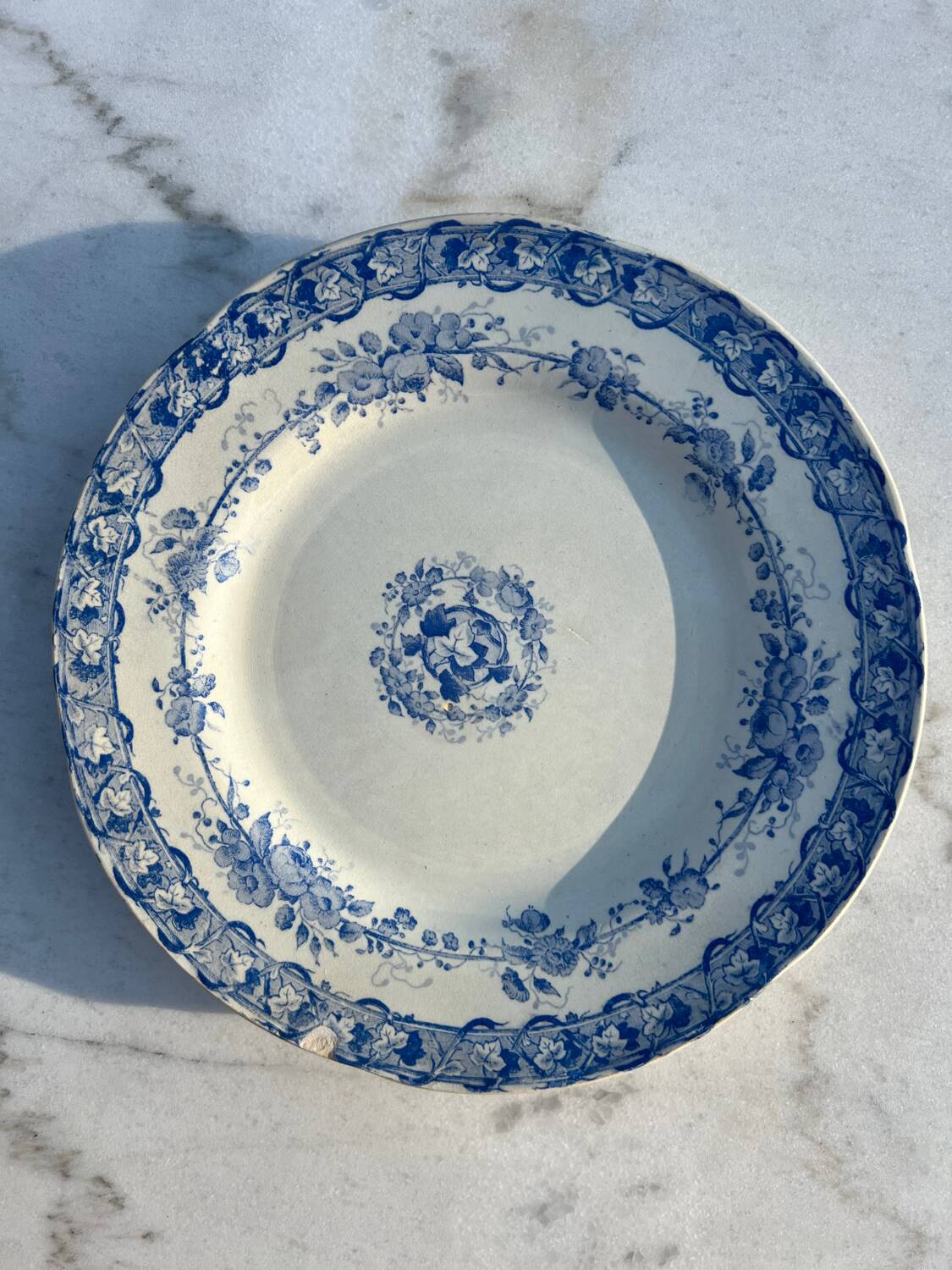 2 Antique Earthenware Plates (Blue Decor)