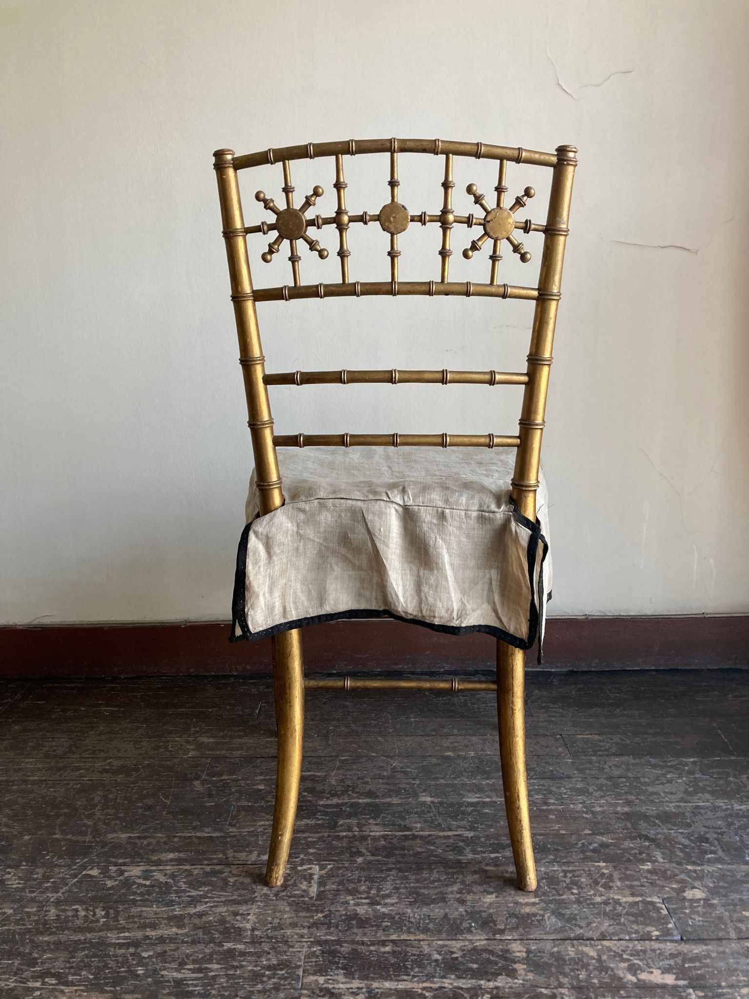 Chair in gilded wood and linen Napoleon III