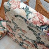 Set of 2 rattan armchairs with a bench.