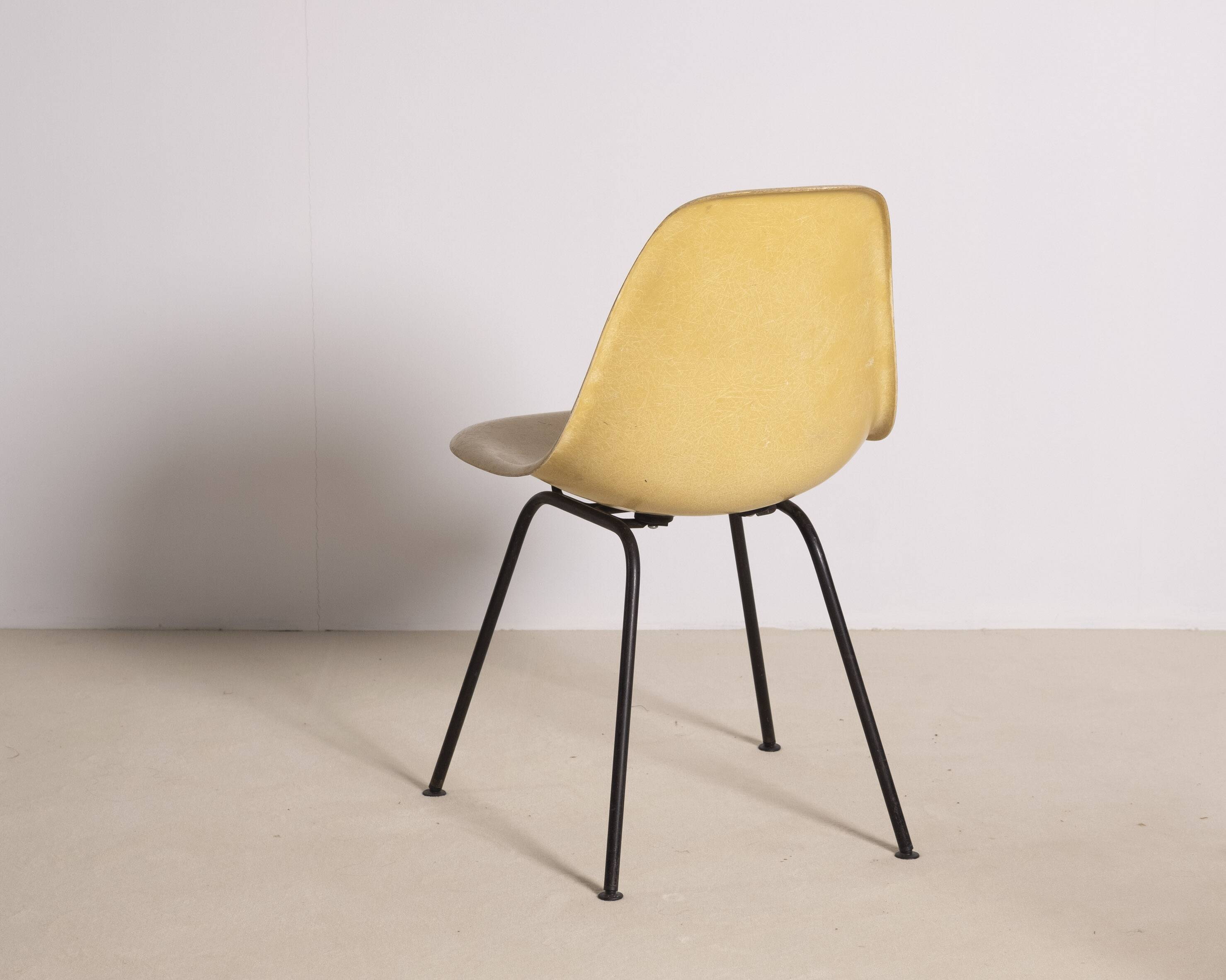 Eames Ocher Side Chair on H Base, Herman Miller 1960s