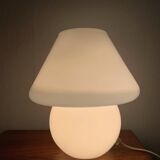 Lampe champignon en verre blanc, 1980