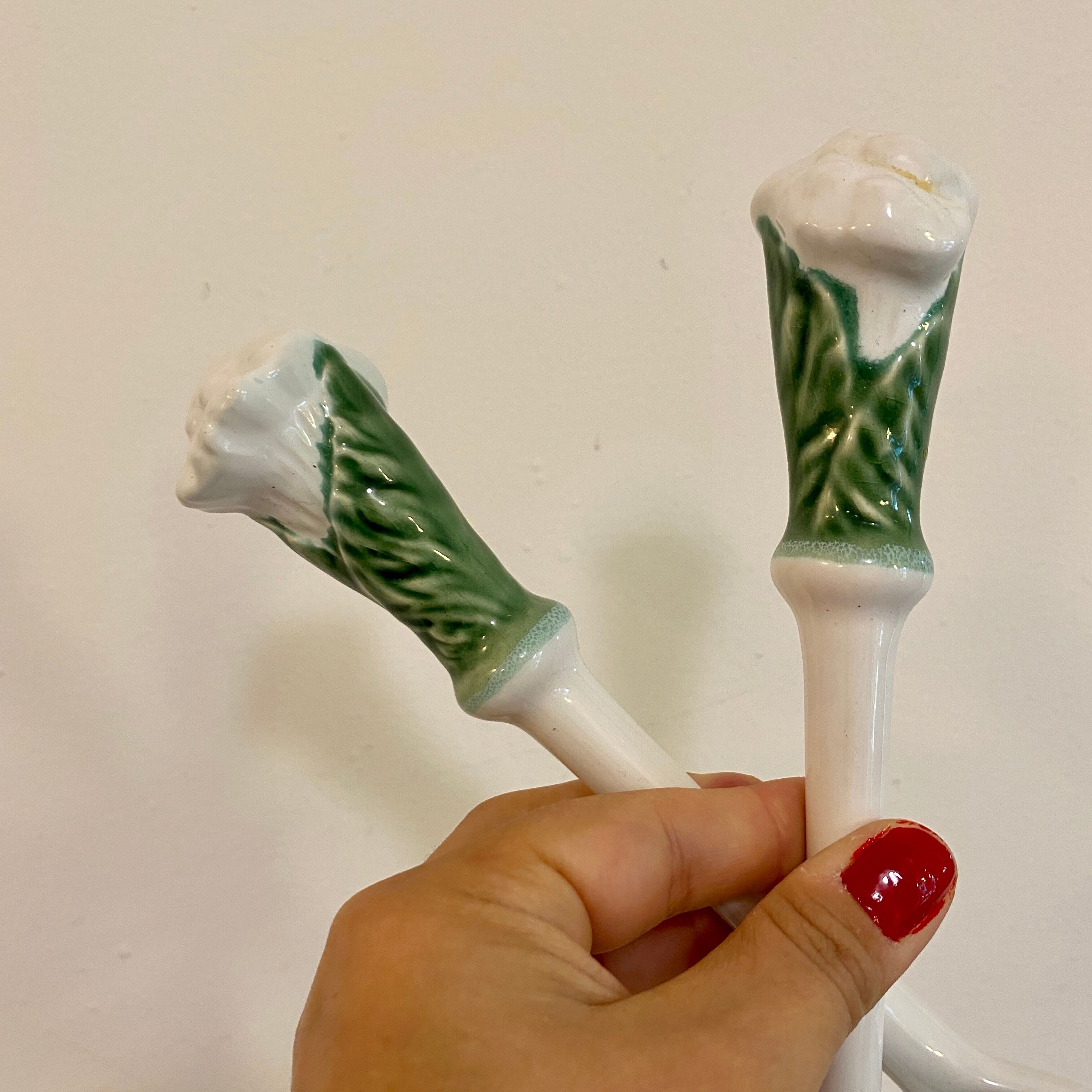 Vintage cabbage bowl and ceramic salad cutlery