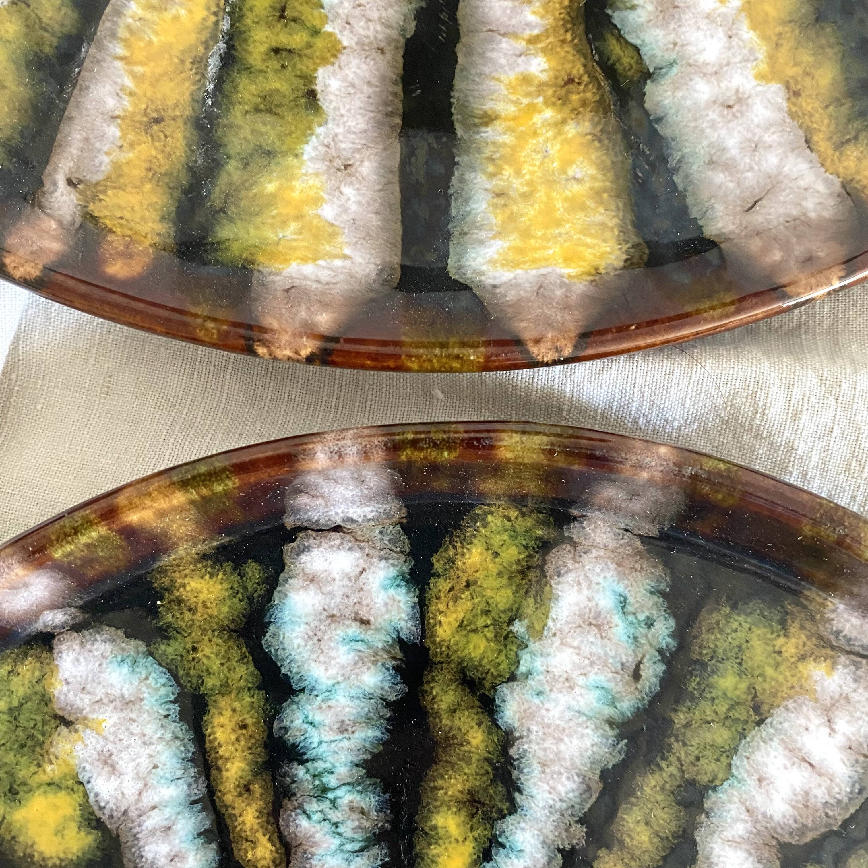 Vintage round dishes from the Saint Jean de Bretagne earthenware factory