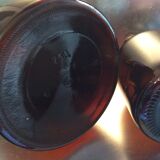 2 vintage amber glass canisters