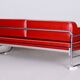 Bauhaus Sofa in Chrome-Plated Steel and Red Leather attributed to Robert Slezák, Former Czechoslovakia, 1950s