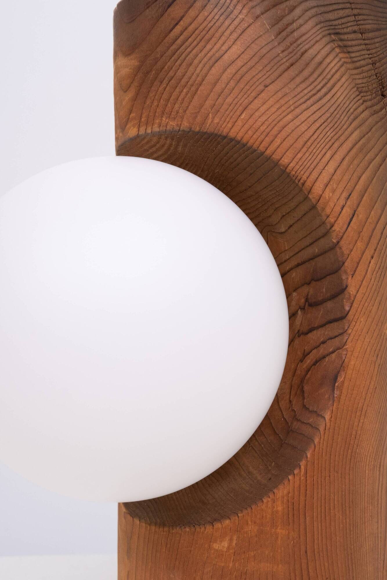 Temde Brutalist solid Pine Hang or Table lamp 1960s Swiss