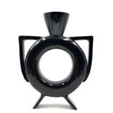 Vase organique moderne en céramique noire, Italie années 1980