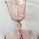 Lot 6 water glasses in twisted pink glass