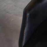 Fauteuil Danemark Moderne par Nanna Ditzel en chêne et cuir patiné, années 1950