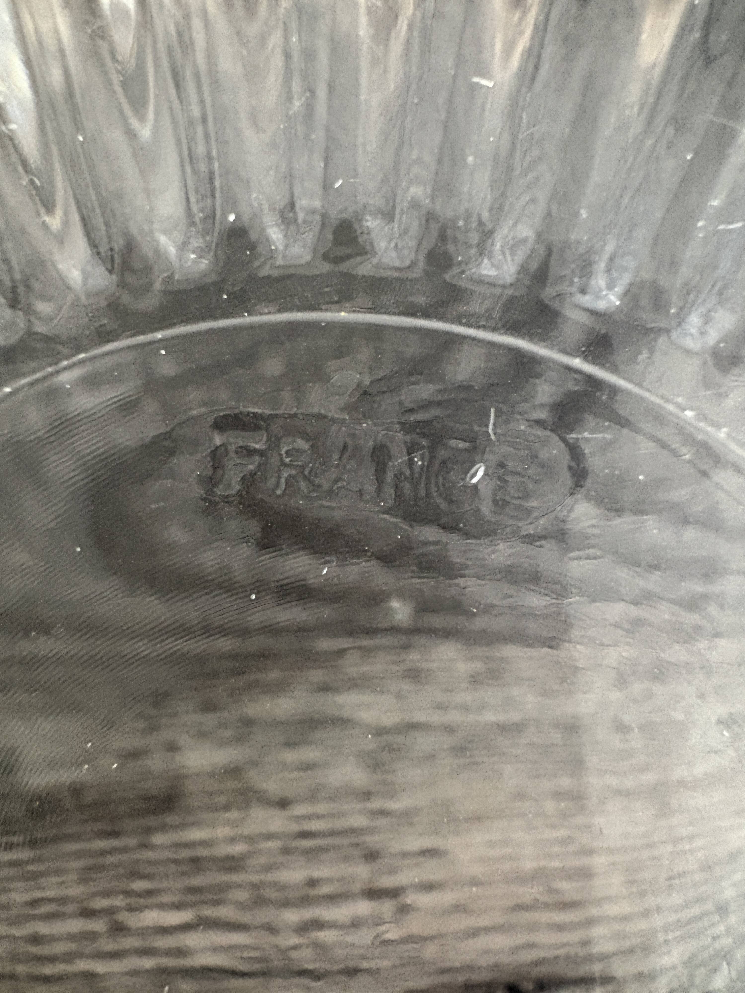 Vintage salad bowl in moulded glass and silver-plated metal.