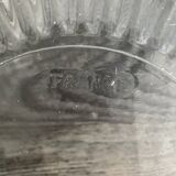 Vintage salad bowl in moulded glass and silver-plated metal.