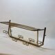 Coat rack with 4 hooks with shelf and vintage mirror in golden metal