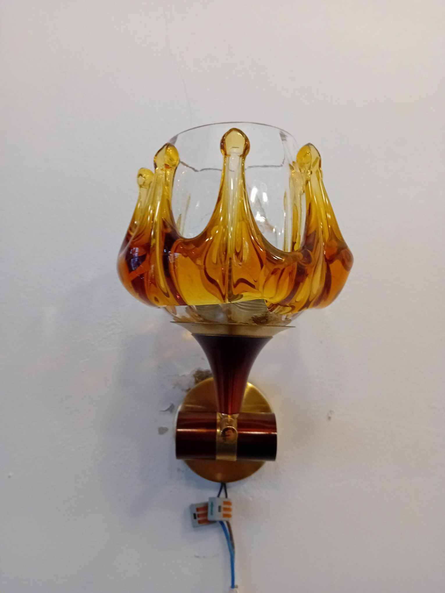 Pair of 70s oberglass wall lights vienna austria