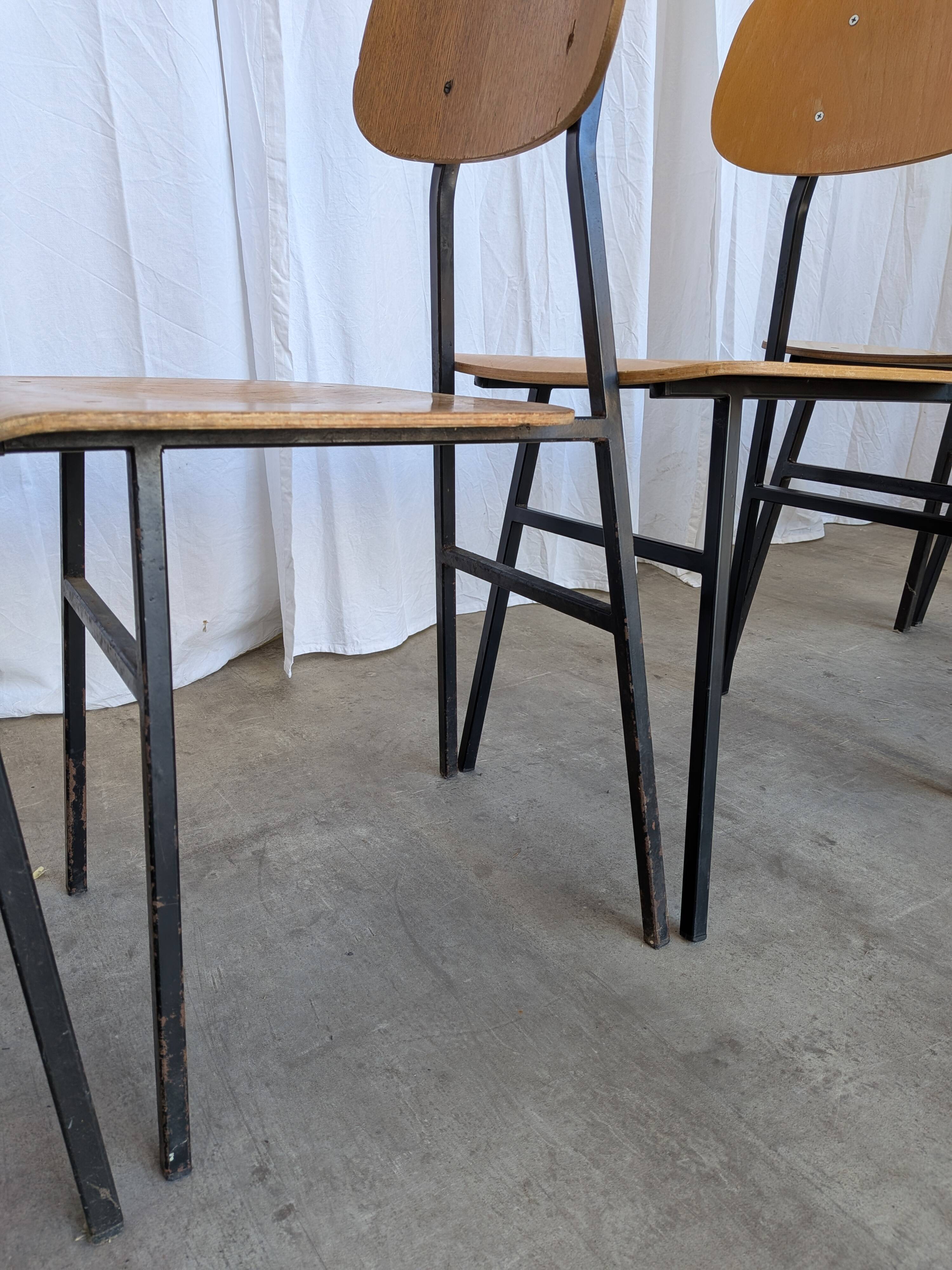Set of 7 Vintage Industrial School Chairs / STOL Kamnik 1970s Yugoslavia