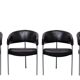 Set of 4 Black Leather Dining Chairs by Castelijn, 1990s