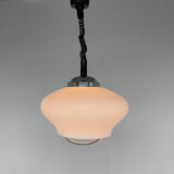 Mid-century adjustable milk glass suspension