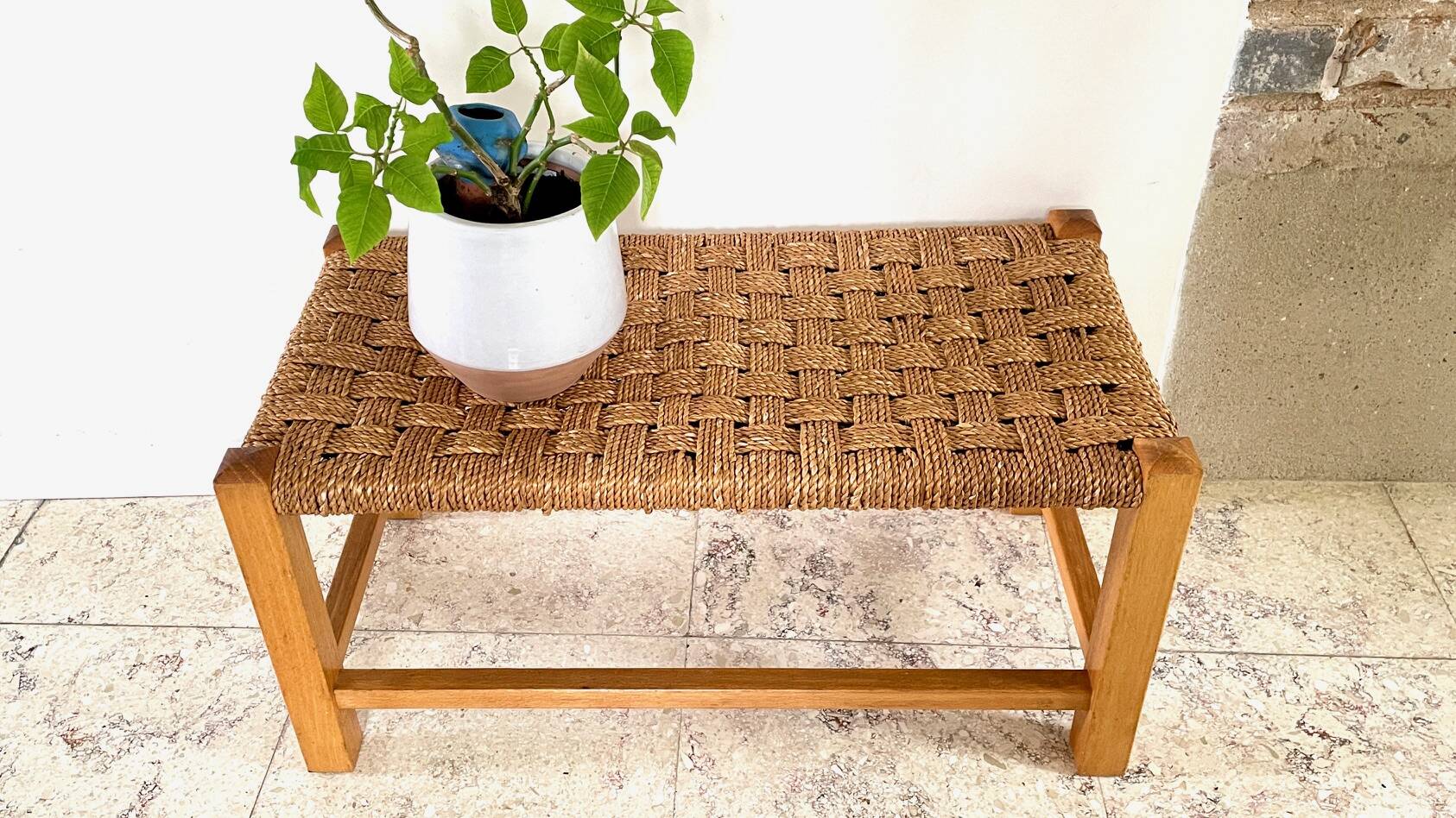 Stool bench wood and rope vintage bohemian spirit