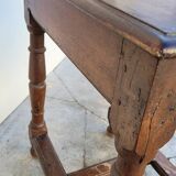 Antique 1900s Solid Oak Rustic Farmhouse Console Side Table