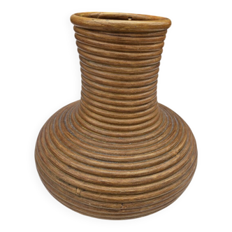 Vase en rotin des années 60