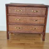 Commode osier et bambou poignées en laiton