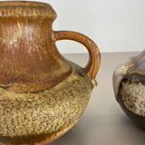 Set of Two Pottery Fat Lava Vases "Multi-Color" by Scheurich, Germany, 1970s