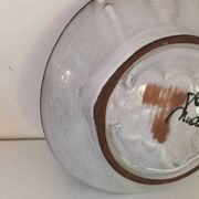 Vintage ceramic bowl – embossed grape pattern in slip style
