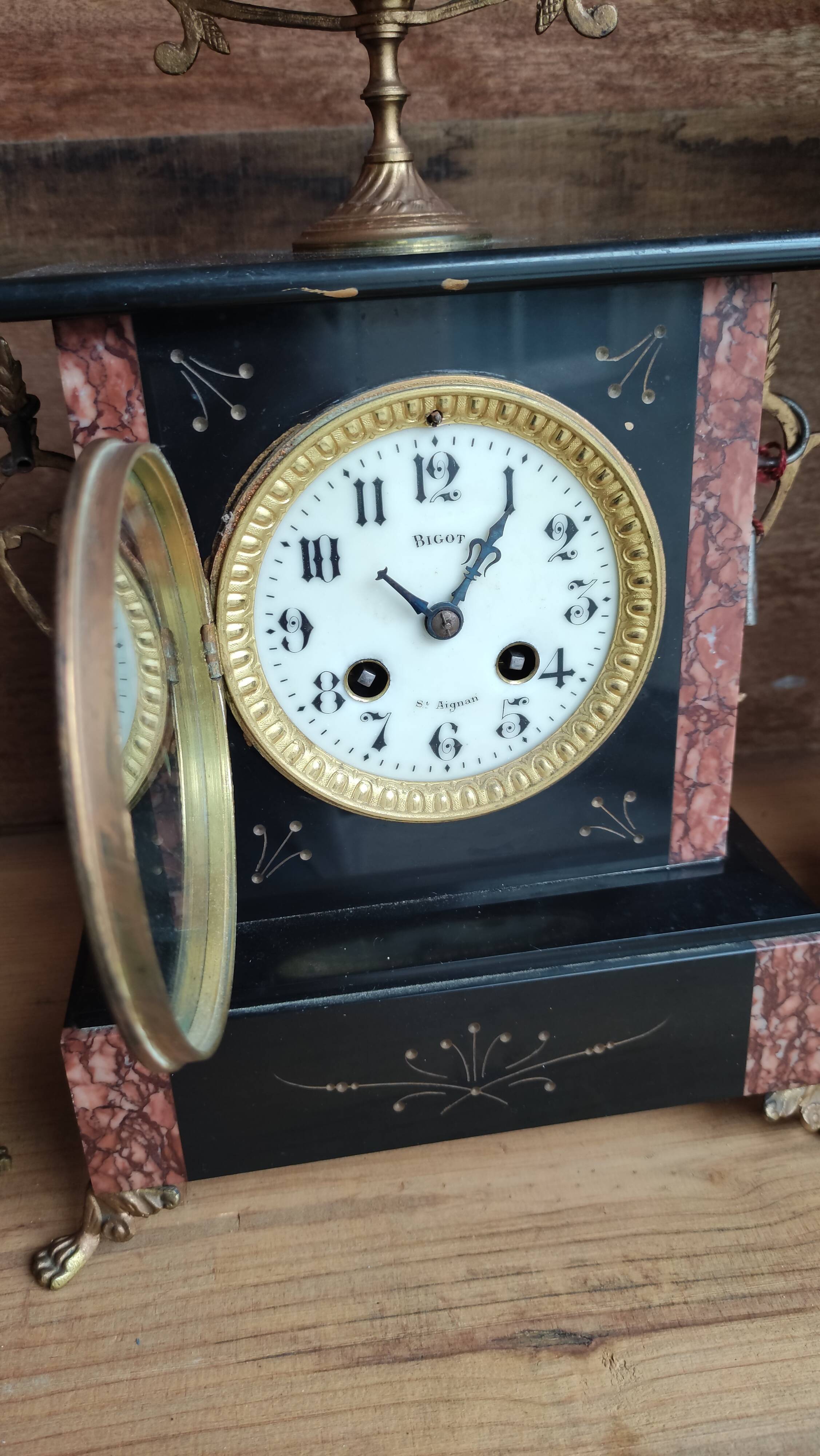 Old fireplace set period Napoleon III clock clock chandeliers