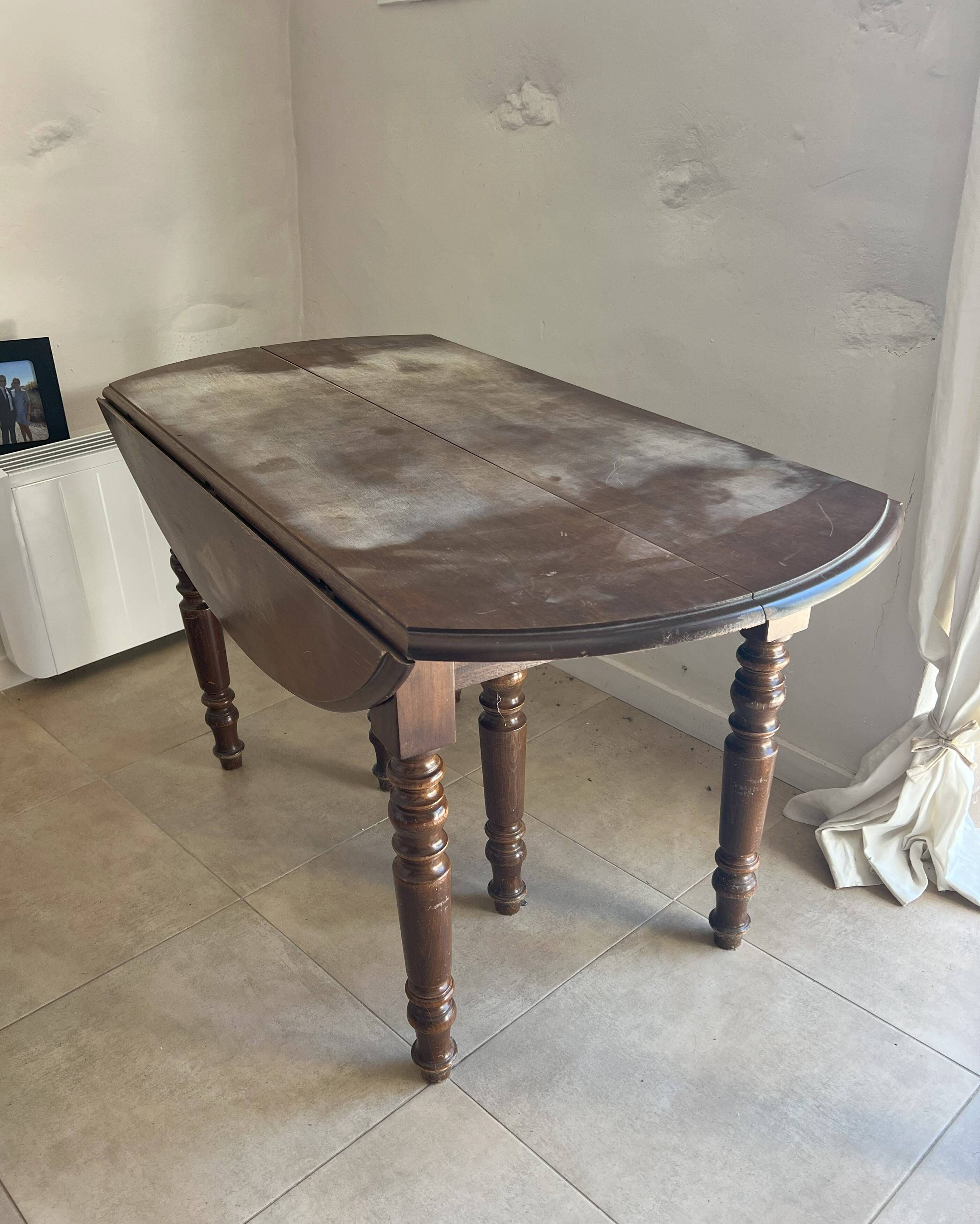 Table à manger ancienne avec rallonge - en bois massif – grande ...