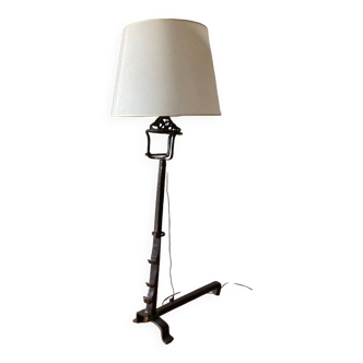 Wrought iron floor lamp folk art