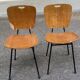 2 workshop chairs in wood and black steel, 1950s