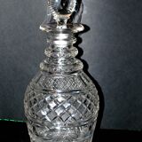 Richly cut crystal decanter and bevelled diamond engraved baccarat or saint-louis? trianon
