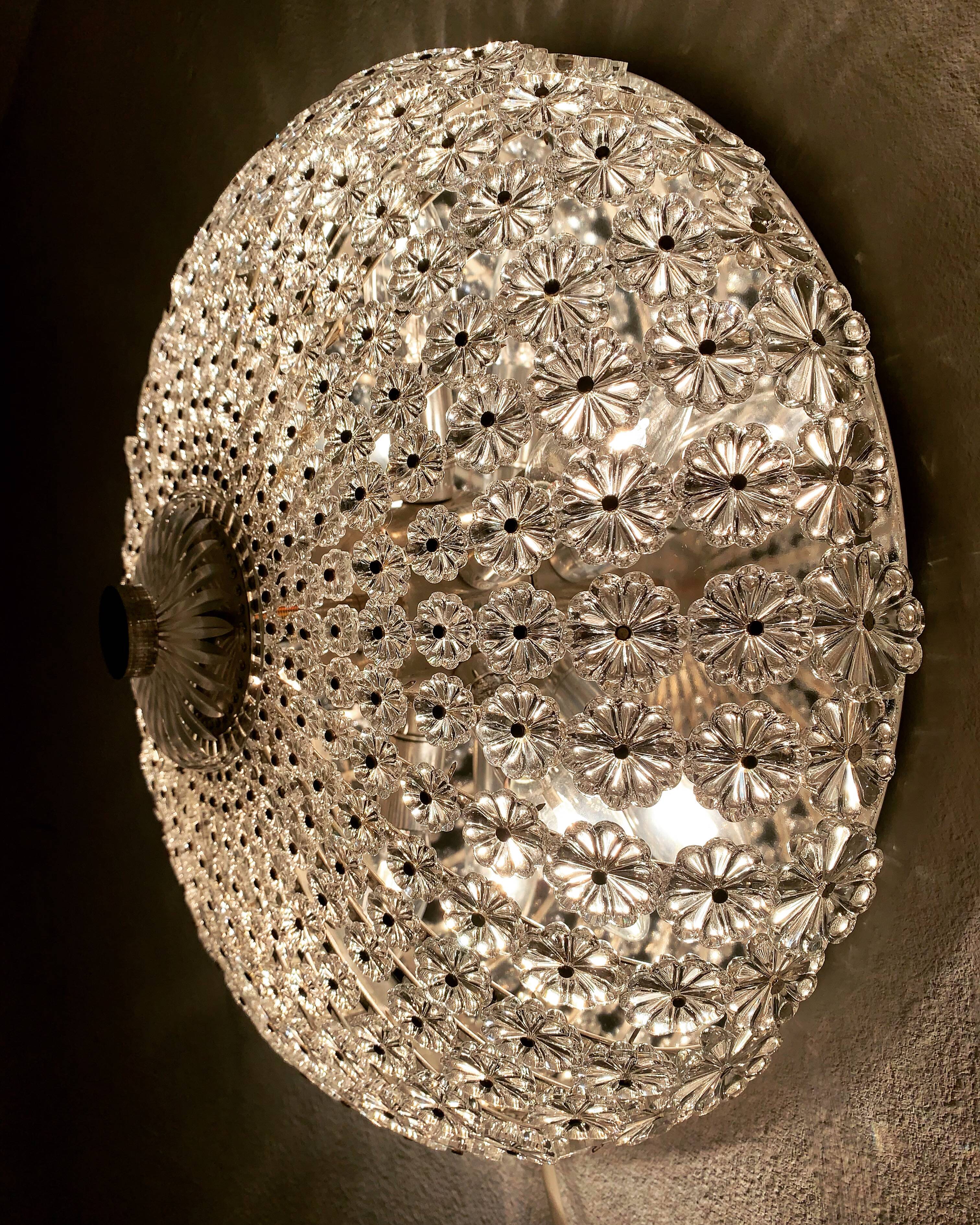 Floral Crystal Glass Flush light