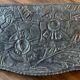 Art Deco box box (circa 1930) in zinc repoussé with Floral motifs