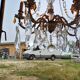 19th Bronze and Crystal Chandelier