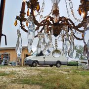 19th Bronze and Crystal Chandelier
