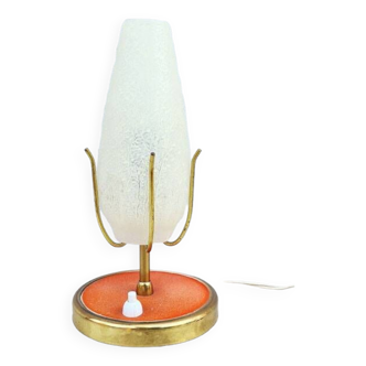 Lampe à poser, opaline et métal, 1950