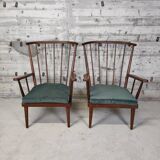 Paire de fauteuils Baumann éventail