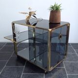 Bar Trolley in Brass & Smoked Glass by Mario Sabot, 1973