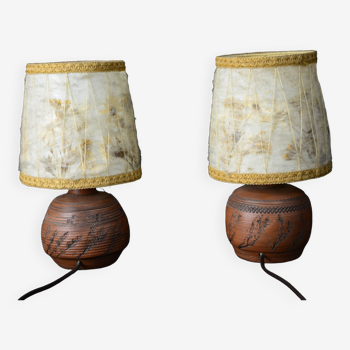 Pair of terracotta lamps.