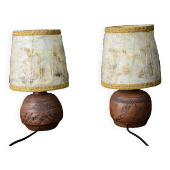 Pair of terracotta lamps.