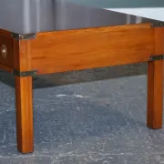 Coffee Table with 3 Drawers Military Campaign in Yew Wood, Elm and Brass, 1950s