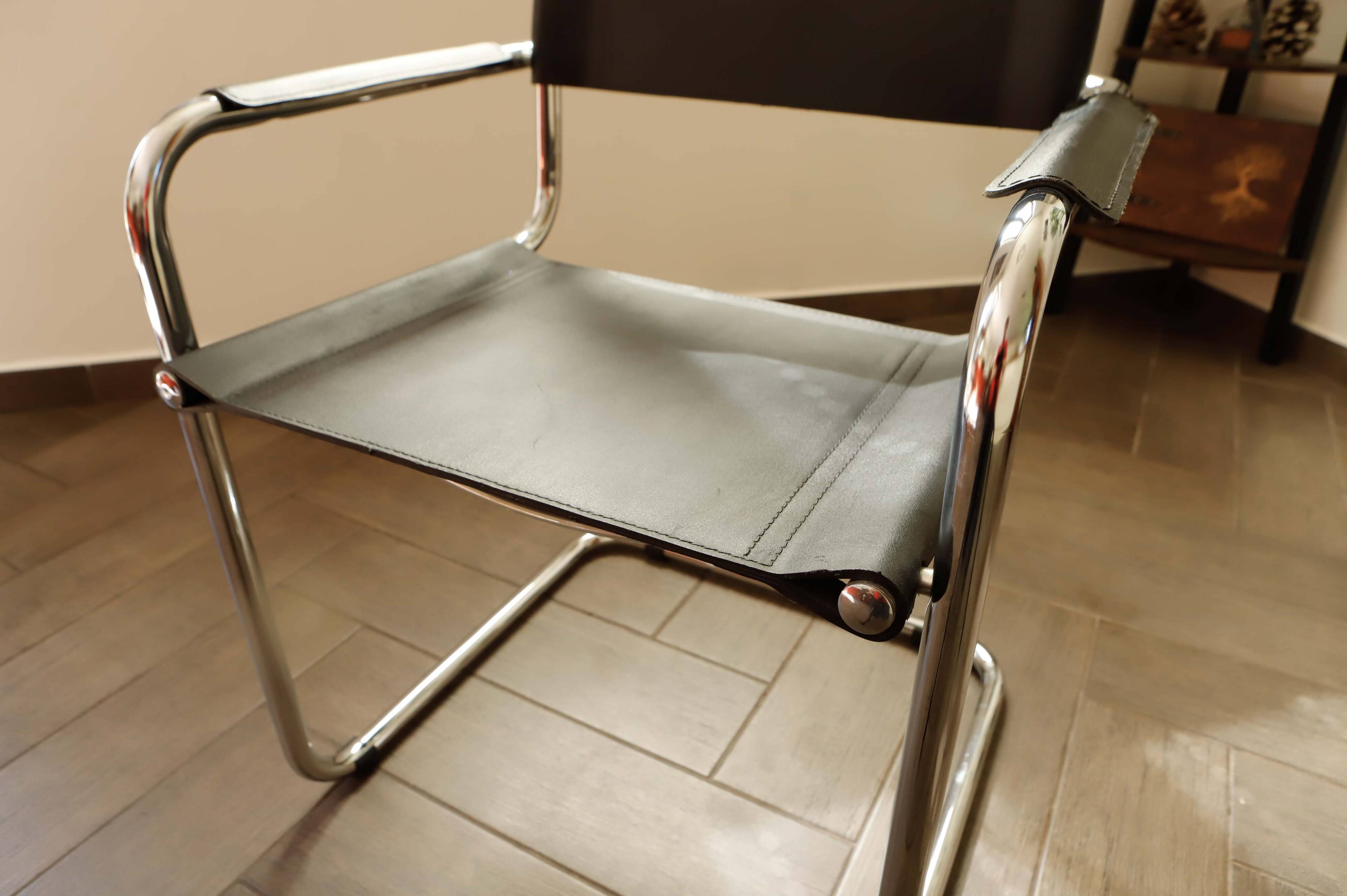 Mart Stam Style Cantilever Chairs – S34 Inspired, Chrome Frame, Leather Uph